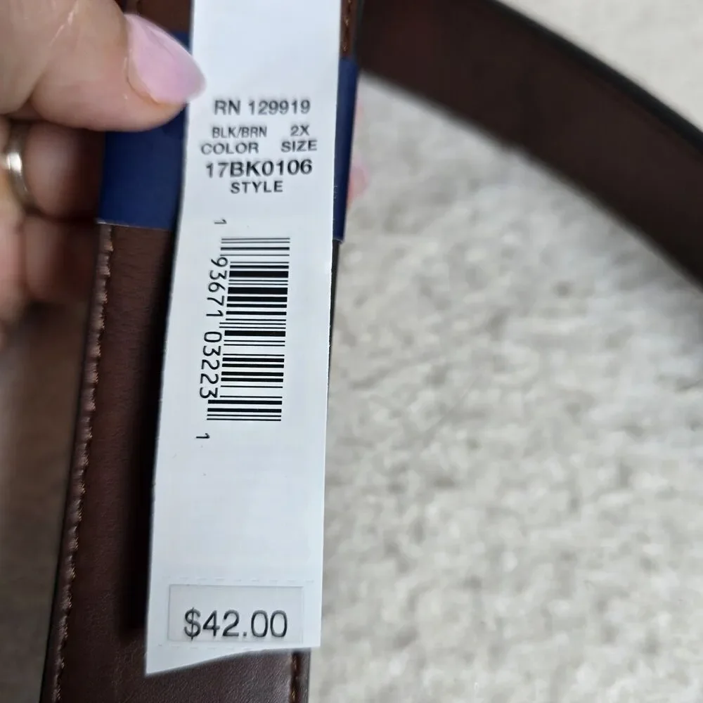 NWT Saddlebred Men's Dress Reversible Belt Black Dark Brown 2X Sz 46-48